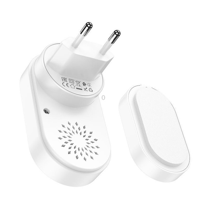 hoco HI25 Home Low-Power Wireless Doorbell, Plug Type:EU Plug(White)