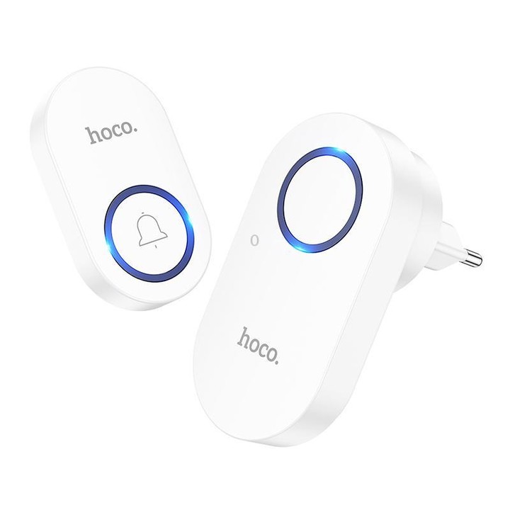 hoco HI25 Home Low-Power Wireless Doorbell, Plug Type:EU Plug(White)