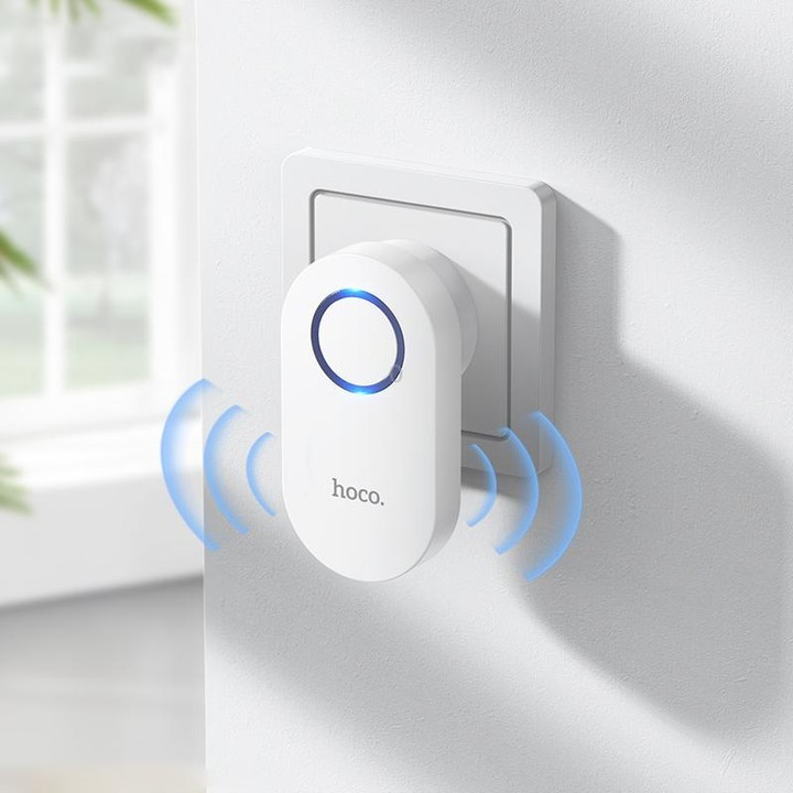 hoco HI25 Home Low-Power Wireless Doorbell, Plug Type:EU Plug(White)