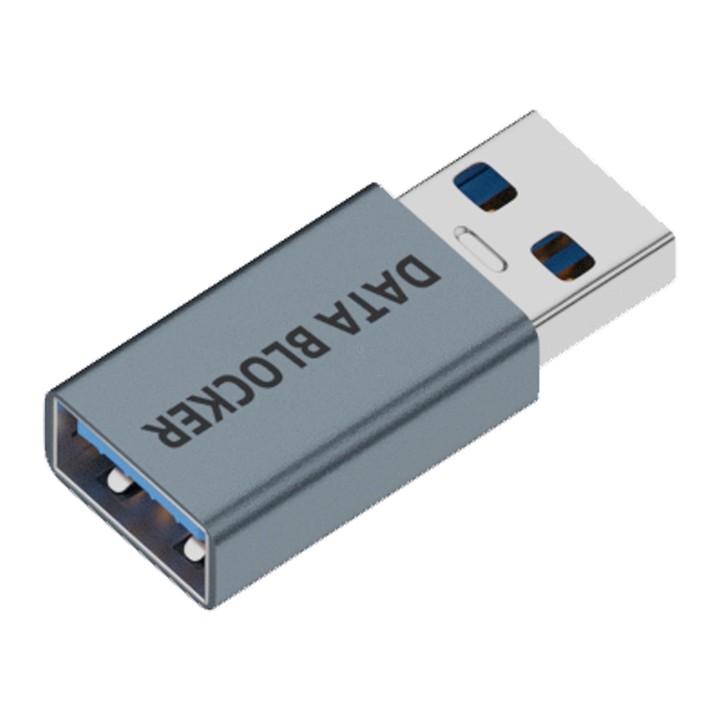 USB Charging Data Protection Blocker, Port:USB-A Female to USB-A Male(Blue Gray)