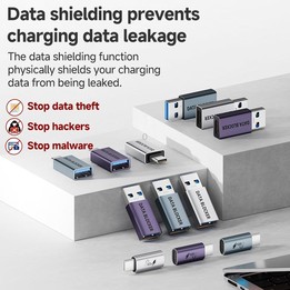 USB Charging Data Protection Blocker, Port:Type-C Male to Type-C Female(Gray Purple)