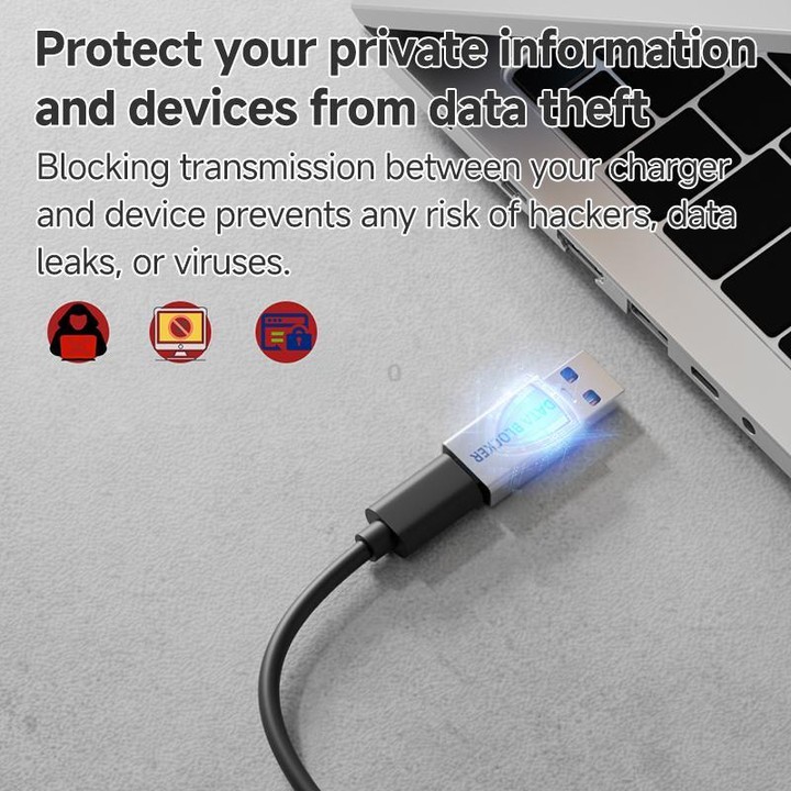 USB Charging Data Protection Blocker, Port:Type-C Male to USB-A Male(Gray Purple)