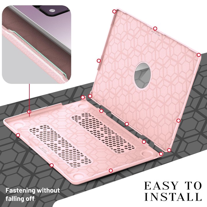For MacBook Air 13.6 inch A3113 / A3240 Business Pro Magnetic Holder Laptop Protective Case(Pink)
