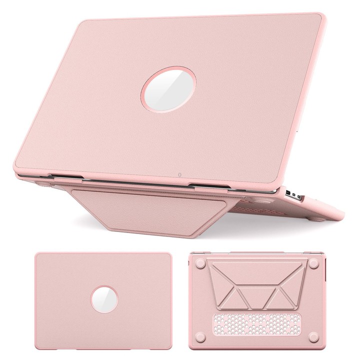 For MacBook Air 13.6 inch A3113 / A3240 Business Pro Magnetic Holder Laptop Protective Case(Pink)