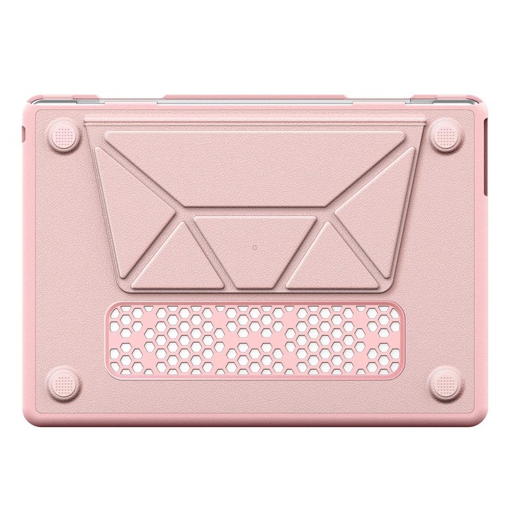 For MacBook Air 13.6 inch A3113 / A3240 Business Pro Magnetic Holder Laptop Protective Case(Pink)