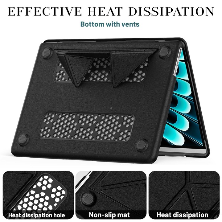 For MacBook Air 13.6 inch A3113 / A3240 Business Pro Magnetic Holder Laptop Protective Case(Black)