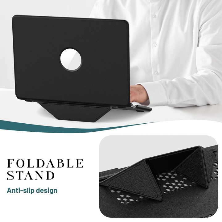 For MacBook Air 13.6 inch A3113 / A3240 Business Pro Magnetic Holder Laptop Protective Case(Black)