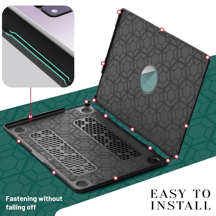 For MacBook Air 13.6 inch A3113 / A3240 Business Pro Magnetic Holder Laptop Protective Case(Black)