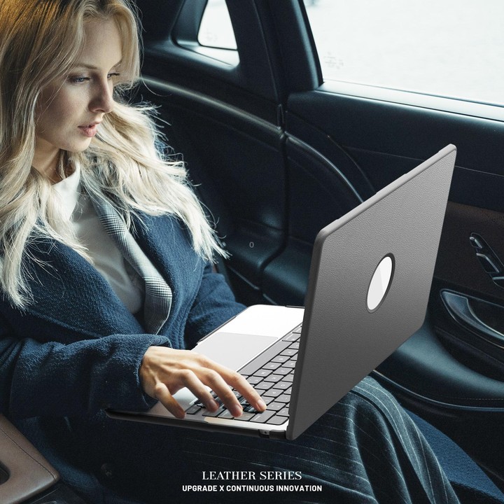 For MacBook Air 13.6 inch A3113 / A3240 Business Pro Magnetic Holder Laptop Protective Case(Grey)