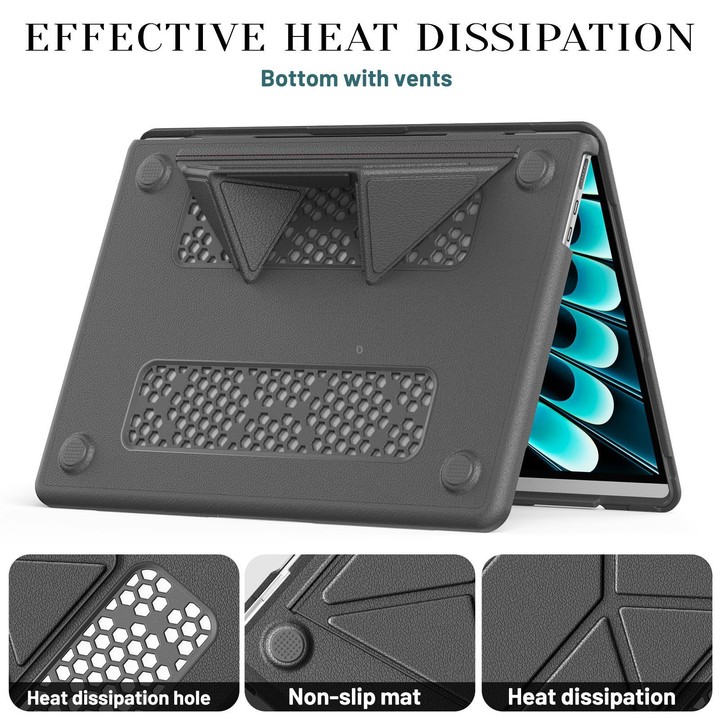 For MacBook Air 13.6 inch A3113 / A3240 Business Pro Magnetic Holder Laptop Protective Case(Grey)