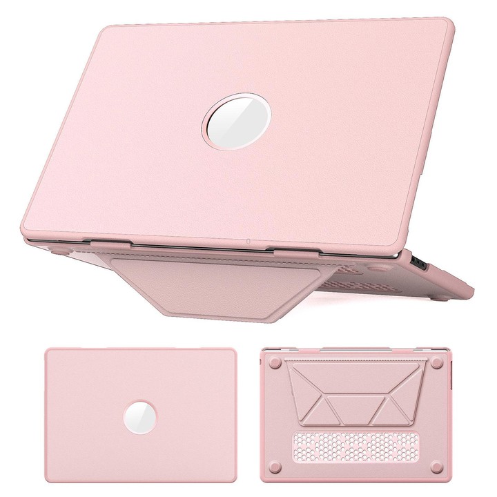 For MacBook Air 15.3 inch A3114 / A3241 Business Pro Magnetic Holder Laptop Protective Case(Pink)