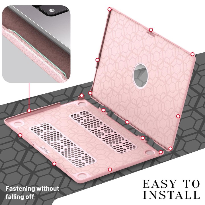 For MacBook Air 15.3 inch A3114 / A3241 Business Pro Magnetic Holder Laptop Protective Case(Pink)