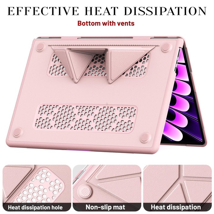 For MacBook Air 15.3 inch A3114 / A3241 Business Pro Magnetic Holder Laptop Protective Case(Pink)
