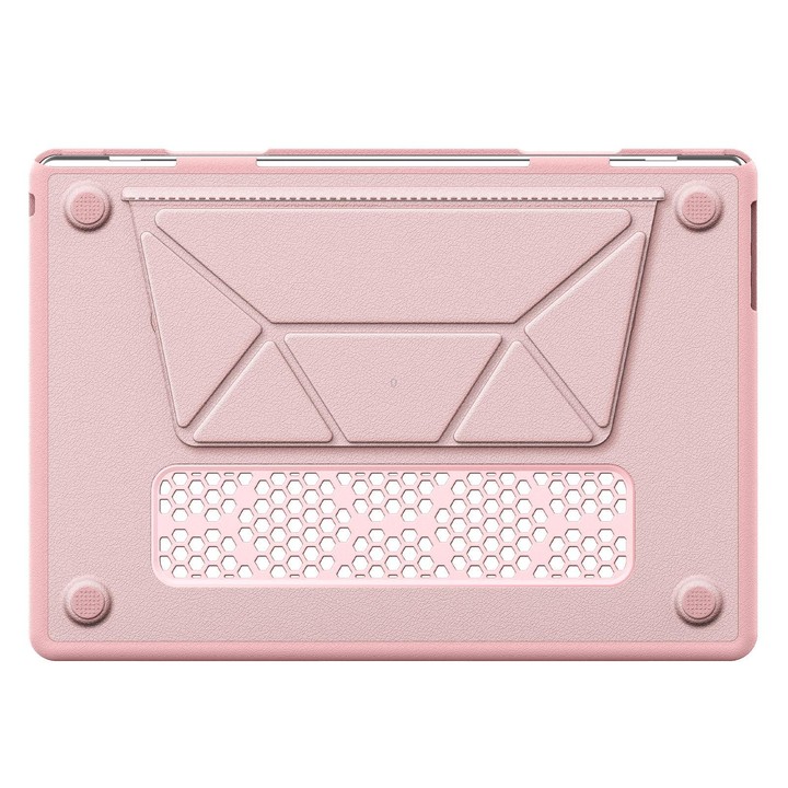 For MacBook Air 15.3 inch A3114 / A3241 Business Pro Magnetic Holder Laptop Protective Case(Pink)