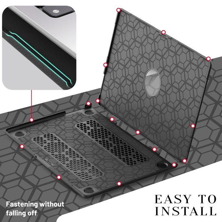 For MacBook Air 15.3 inch A3114 / A3241 Business Pro Magnetic Holder Laptop Protective Case(Black)
