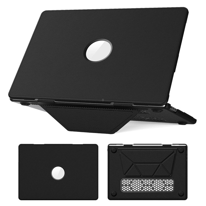 For MacBook Air 15.3 inch A3114 / A3241 Business Pro Magnetic Holder Laptop Protective Case(Black)