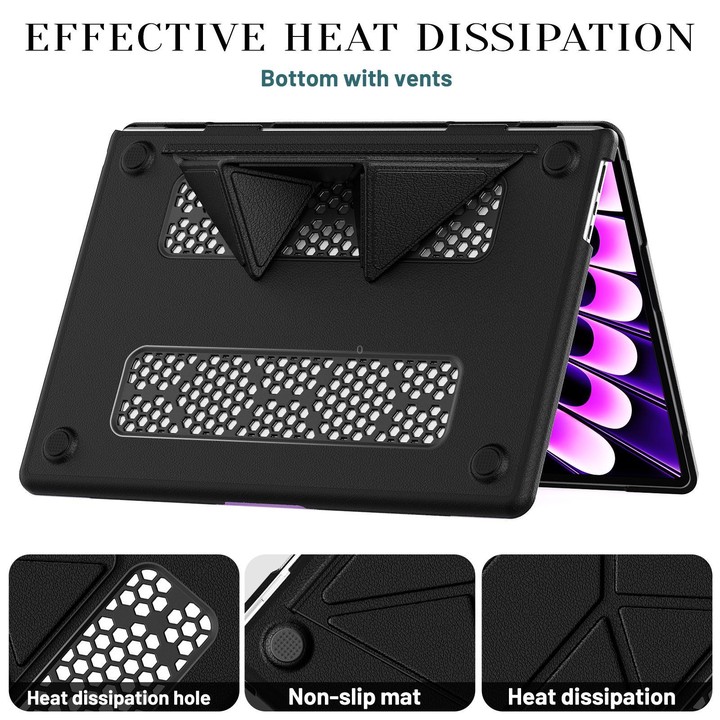 For MacBook Air 15.3 inch A3114 / A3241 Business Pro Magnetic Holder Laptop Protective Case(Black)