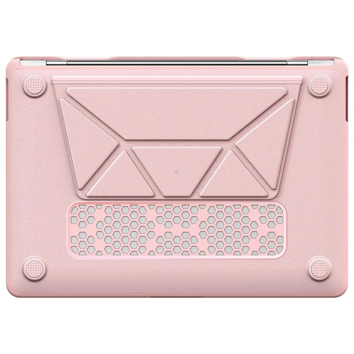 For MacBook Air 13.3 inch A2337 Business Pro Magnetic Holder Laptop Protective Case(Pink)