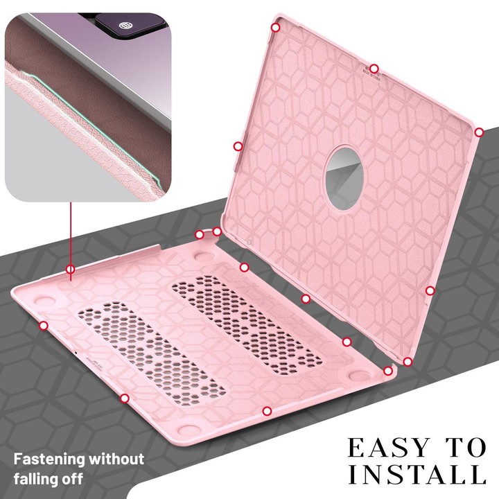 For MacBook Air 13.3 inch A2337 Business Pro Magnetic Holder Laptop Protective Case(Pink)