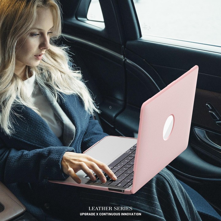 For MacBook Air 13.3 inch A2337 Business Pro Magnetic Holder Laptop Protective Case(Pink)