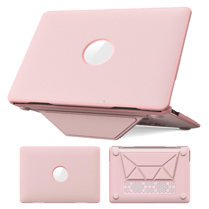 For MacBook Air 13.3 inch A2337 Business Pro Magnetic Holder Laptop Protective Case(Pink)