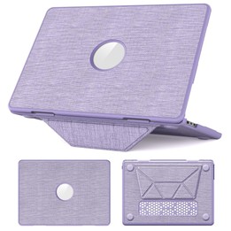 For MacBook Air 13.6 inch A3113 / A3240 Fabric Texture Pro Magnetic Holder Laptop Protective Case(Purple)