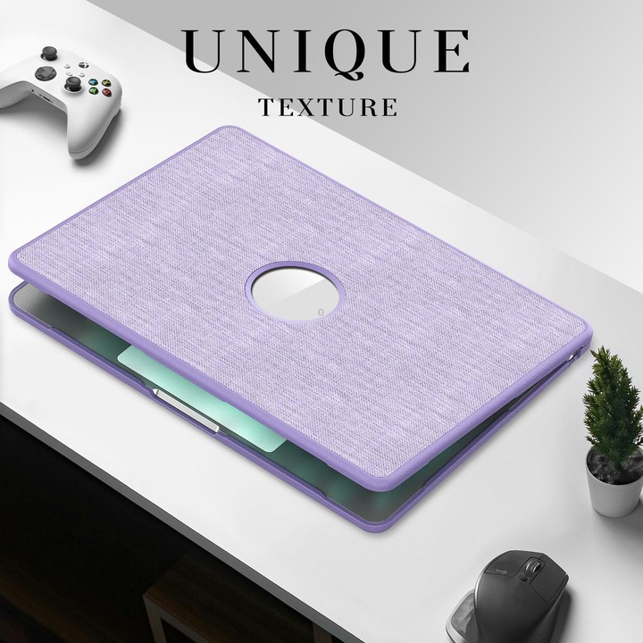 For MacBook Air 13.6 inch A3113 / A3240 Fabric Texture Pro Magnetic Holder Laptop Protective Case(Purple)