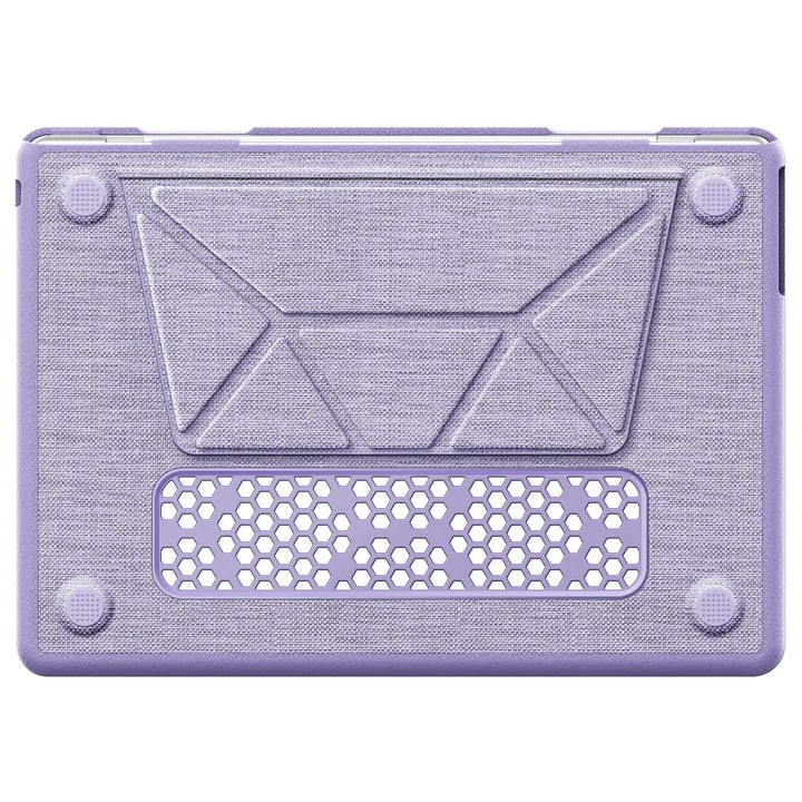 For MacBook Air 13.6 inch A3113 / A3240 Fabric Texture Pro Magnetic Holder Laptop Protective Case(Purple)