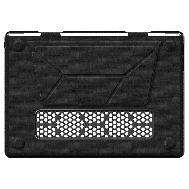 For MacBook Air 15.3 inch A3114 / A3241 Fabric Texture Pro Magnetic Holder Laptop Protective Case(Black)