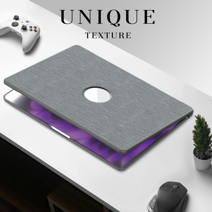 For MacBook Air 15.3 inch A3114 / A3241 Fabric Texture Pro Magnetic Holder Laptop Protective Case(Grey)