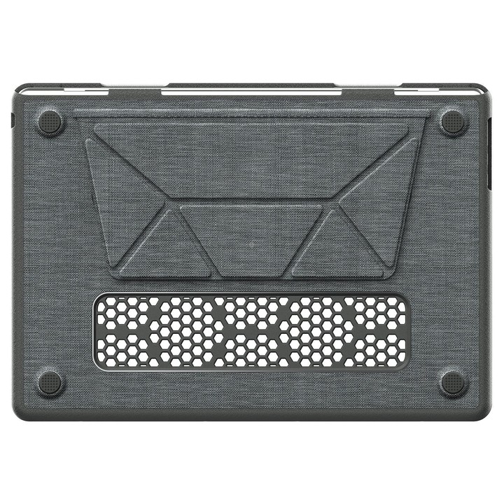 For MacBook Air 15.3 inch A3114 / A3241 Fabric Texture Pro Magnetic Holder Laptop Protective Case(Grey)