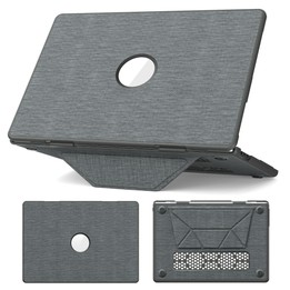 For MacBook Air 15.3 inch A3114 / A3241 Fabric Texture Pro Magnetic Holder Laptop Protective Case(Grey)