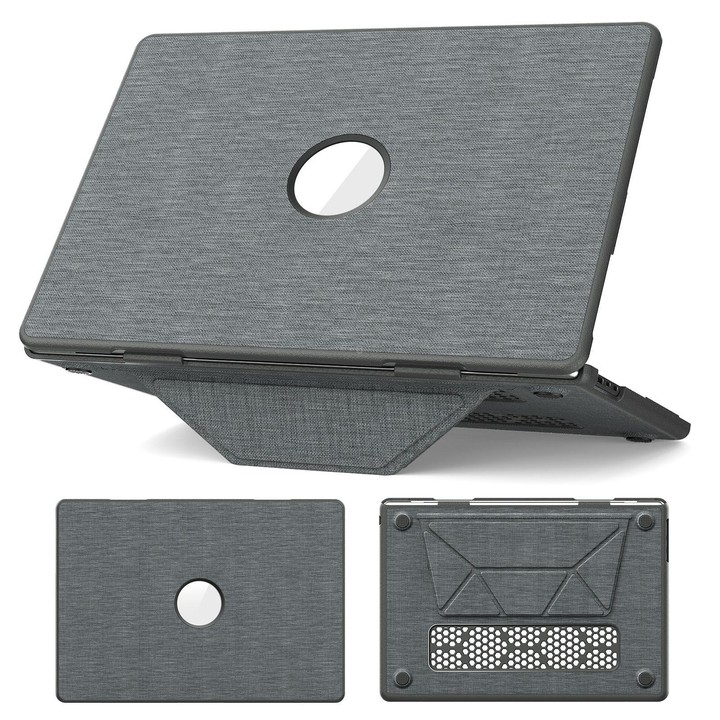 For MacBook Air 15.3 inch A3114 / A3241 Fabric Texture Pro Magnetic Holder Laptop Protective Case(Grey)
