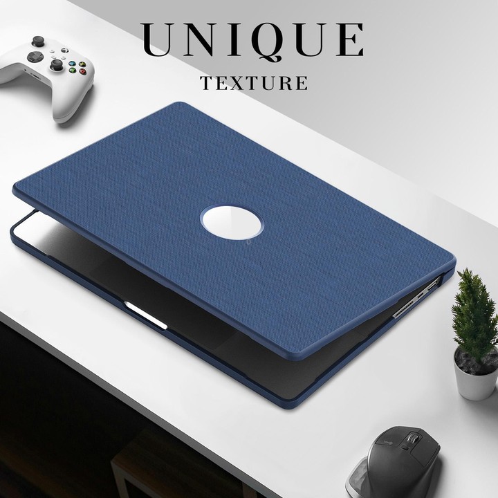 For MacBook Pro 16.2 inch A3403 / A3186 Fabric Texture Pro Magnetic Holder Laptop Protective Case(Navy Blue)