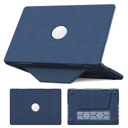 For MacBook Pro 16.2 inch A3403 / A3186 Fabric Texture Pro Magnetic Holder Laptop Protective Case(Navy Blue)
