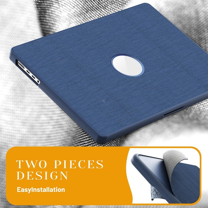 For MacBook Pro 16.2 inch A3403 / A3186 Fabric Texture Pro Magnetic Holder Laptop Protective Case(Navy Blue)