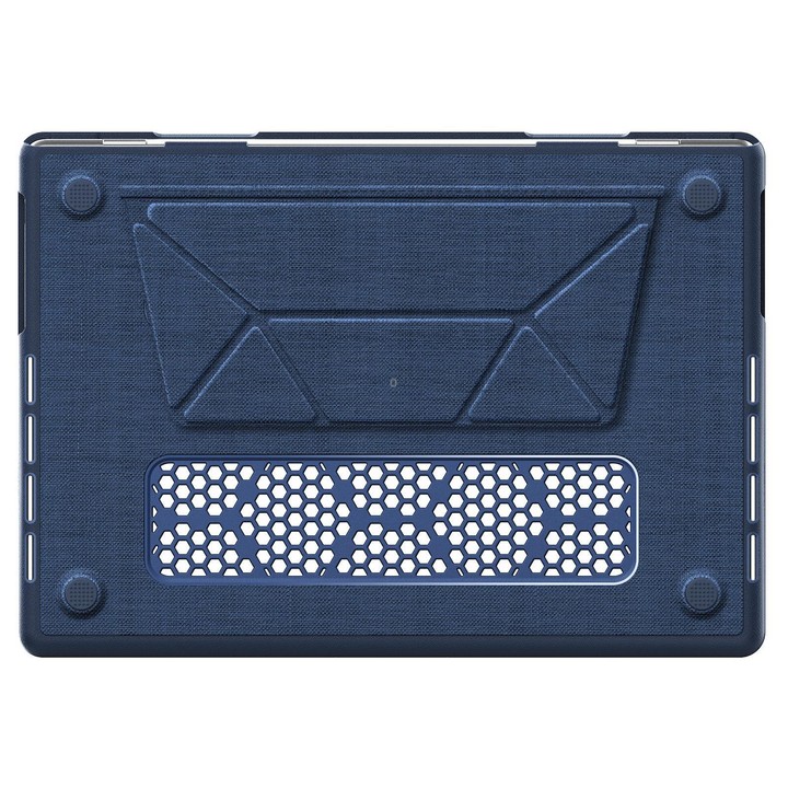 For MacBook Pro 16.2 inch A3403 / A3186 Fabric Texture Pro Magnetic Holder Laptop Protective Case(Navy Blue)