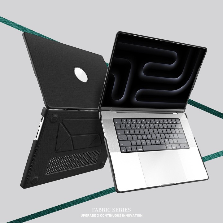 For MacBook Pro 16.2 inch A3403 / A3186 Fabric Texture Pro Magnetic Holder Laptop Protective Case(Black)