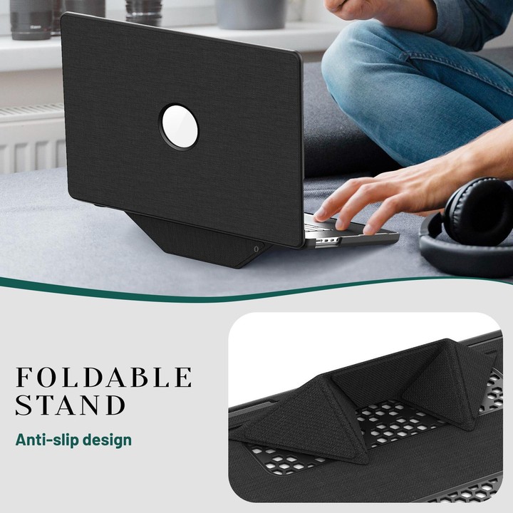 For MacBook Pro 16.2 inch A3403 / A3186 Fabric Texture Pro Magnetic Holder Laptop Protective Case(Black)