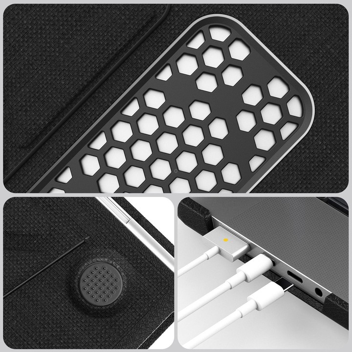 For MacBook Pro 16.2 inch A3403 / A3186 Fabric Texture Pro Magnetic Holder Laptop Protective Case(Black)