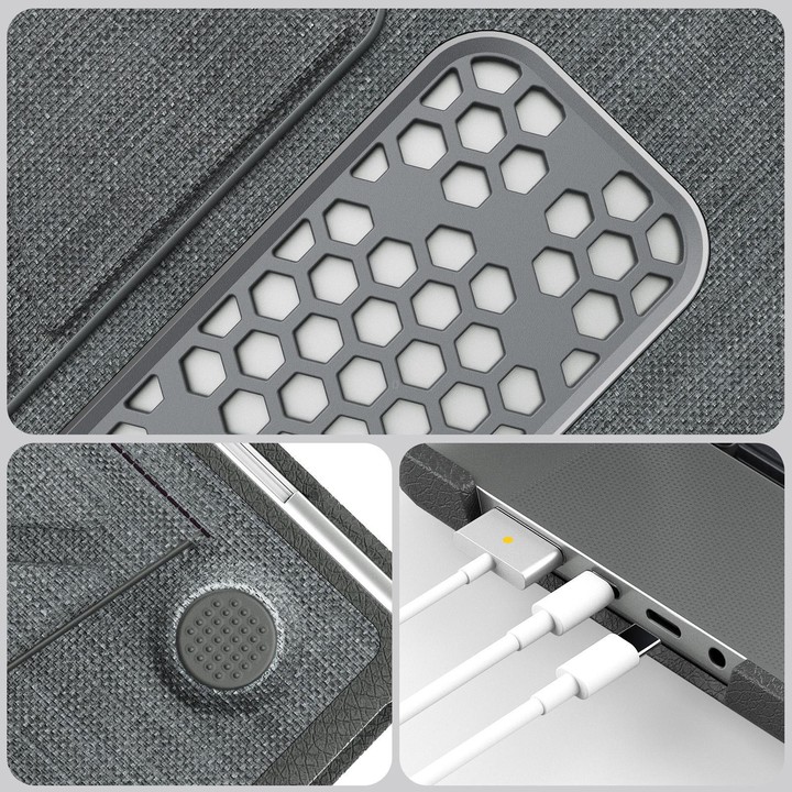 For MacBook Pro 16.2 inch A3403 / A3186 Fabric Texture Pro Magnetic Holder Laptop Protective Case(Grey)