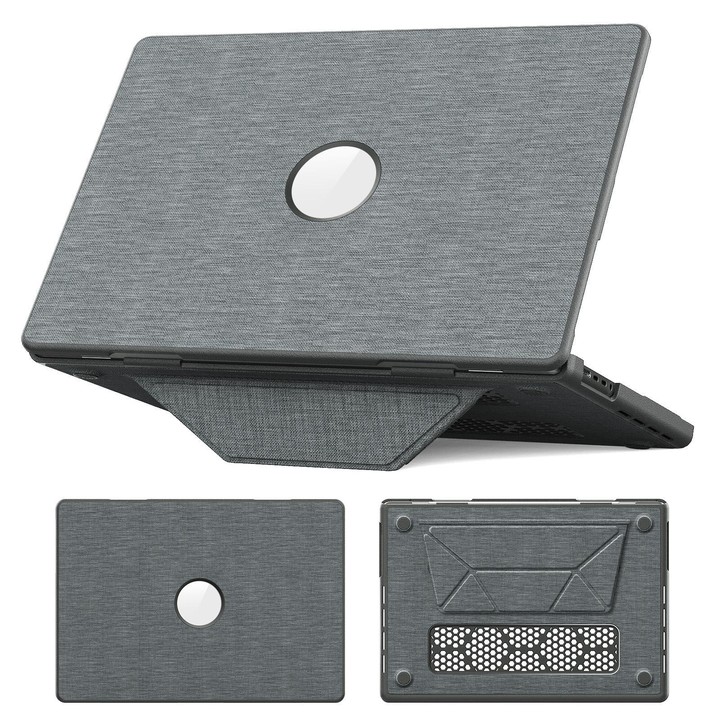 For MacBook Pro 16.2 inch A3403 / A3186 Fabric Texture Pro Magnetic Holder Laptop Protective Case(Grey)