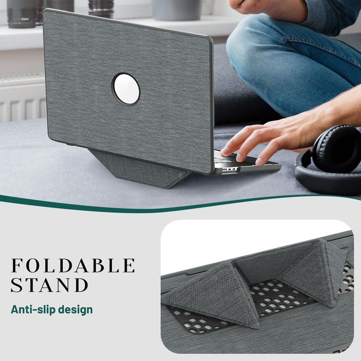 For MacBook Pro 16.2 inch A3403 / A3186 Fabric Texture Pro Magnetic Holder Laptop Protective Case(Grey)