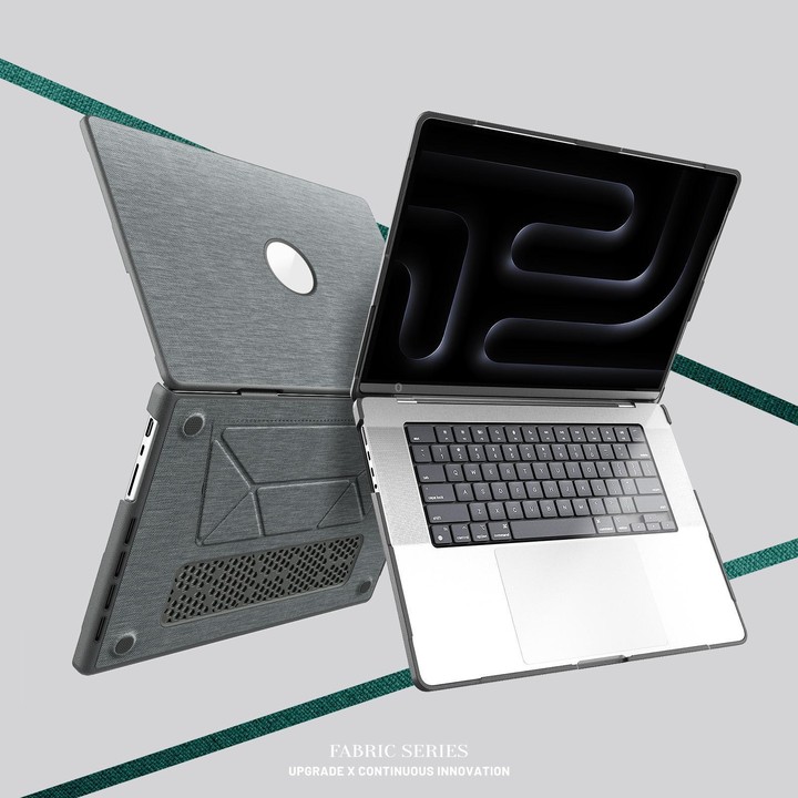 For MacBook Pro 16.2 inch A3403 / A3186 Fabric Texture Pro Magnetic Holder Laptop Protective Case(Grey)