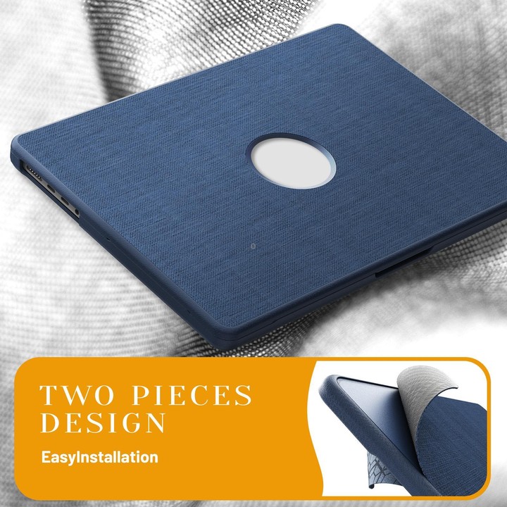 For MacBook Pro 14 inch A3185 / A3401 Fabric Texture Pro Magnetic Holder Laptop Protective Case(Navy Blue)