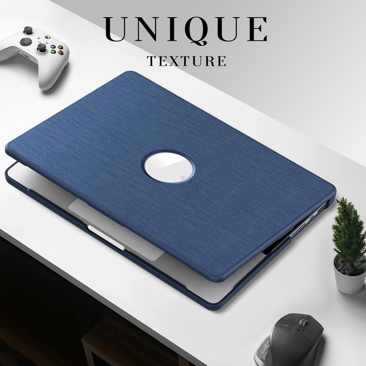 For MacBook Pro 14 inch A3185 / A3401 Fabric Texture Pro Magnetic Holder Laptop Protective Case(Navy Blue)