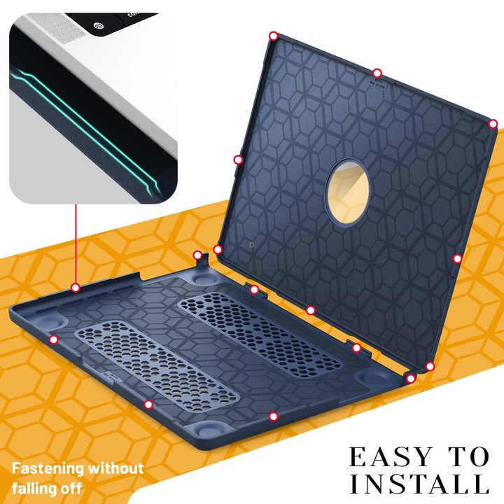 For MacBook Pro 14 inch A3185 / A3401 Fabric Texture Pro Magnetic Holder Laptop Protective Case(Navy Blue)