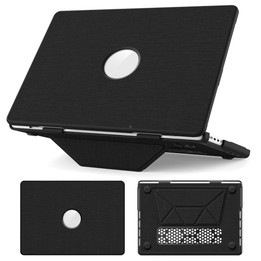 For MacBook Pro 14 inch A3185 / A3401 Fabric Texture Pro Magnetic Holder Laptop Protective Case(Black)