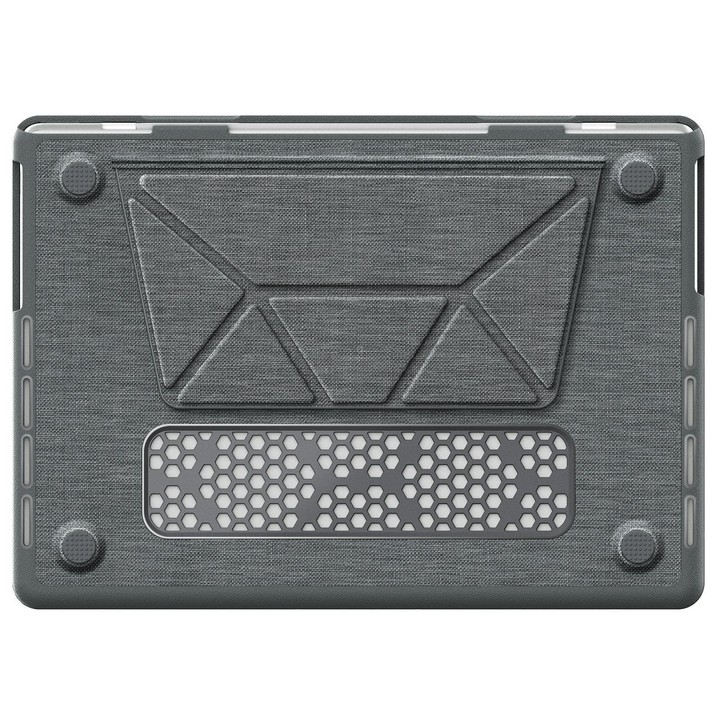 For MacBook Pro 14 inch A3185 / A3401 Fabric Texture Pro Magnetic Holder Laptop Protective Case(Grey)