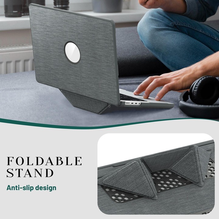 For MacBook Pro 14 inch A3185 / A3401 Fabric Texture Pro Magnetic Holder Laptop Protective Case(Grey)